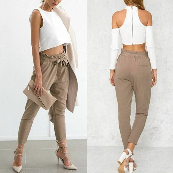 The Best Women Casual Sweatpants Jogger Dance Harem Pants Sports Baggy Slacks Pleated High Waist Loose Long Trousers Online - Takalr