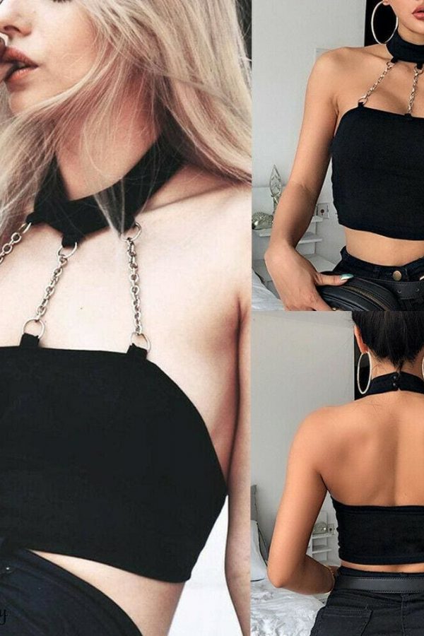 The Best Women Casual Tank Top Vest Blouse Ladies Sexy Chain Halter Sleeveless Summer Beach Crop Top Shirt Cami Top Online - Takalr