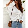 The Best Women Casual Tops T Shirt Lady Office Wears V Neck Loose Long Sleeve Cotton Knit Outwear Streetwear Online - Source Silk