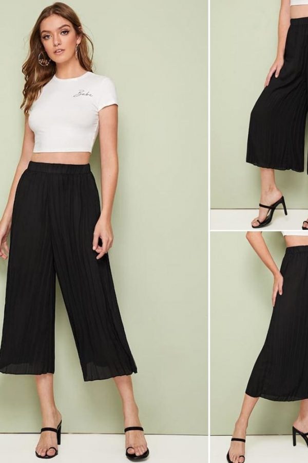 The Best Women Chiffon Elegant High Rise Piped Palazzo Pants Ladies Summer Casual Wide Leg Harem Loose Long Trousers Online - Takalr