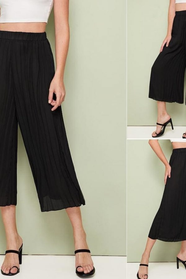 The Best Women Chiffon Elegant High Rise Piped Palazzo Pants Ladies Summer Casual Wide Leg Harem Loose Long Trousers Online - Takalr