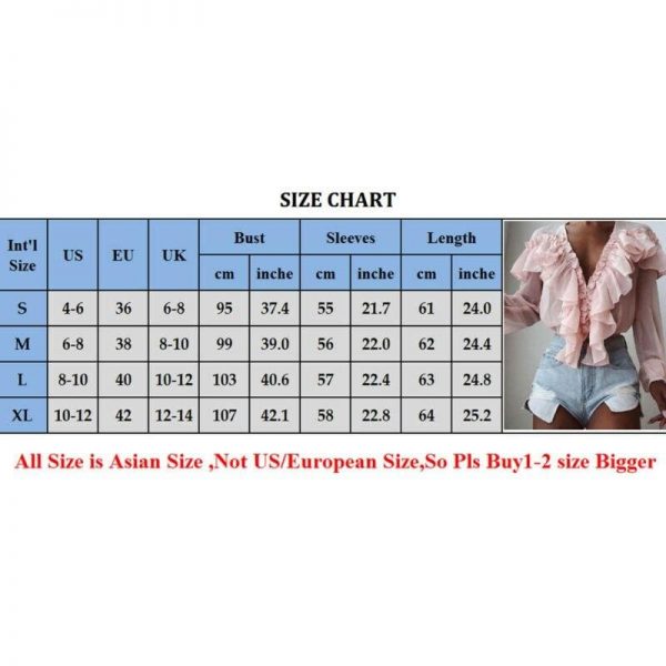 The Best Women Chiffon Solid Color V-Neck Ruffle Trim Blouse Casual Long Sleeve Loose Top Ladies Holiday Clothing Streetwear Online - Takalr