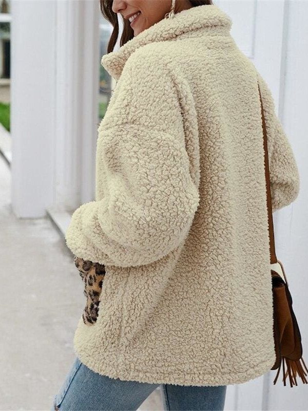 The Best Women Coats And Jackets Plus Size Leopard Pocket Winter Warm Fleece Coats Online - Takalr