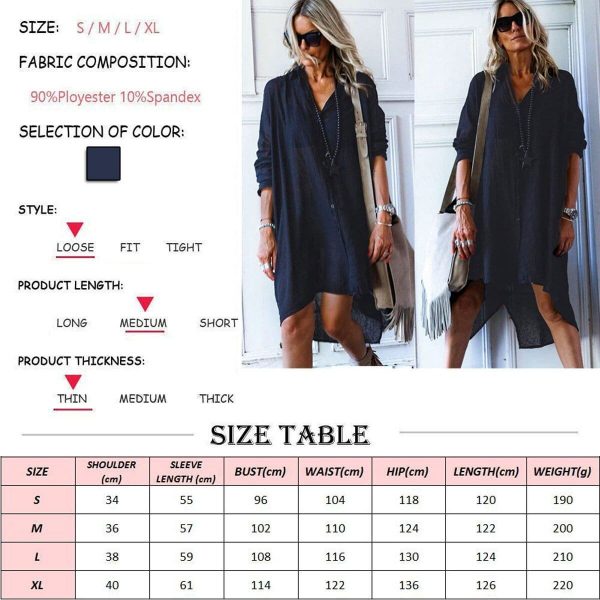 The Best Women Cotton Linen Summer Long Sleeve Short Dress Fashion Ladies Girl Casual Loose Sundress Tops Short T-shirt Dress Online - Takalr