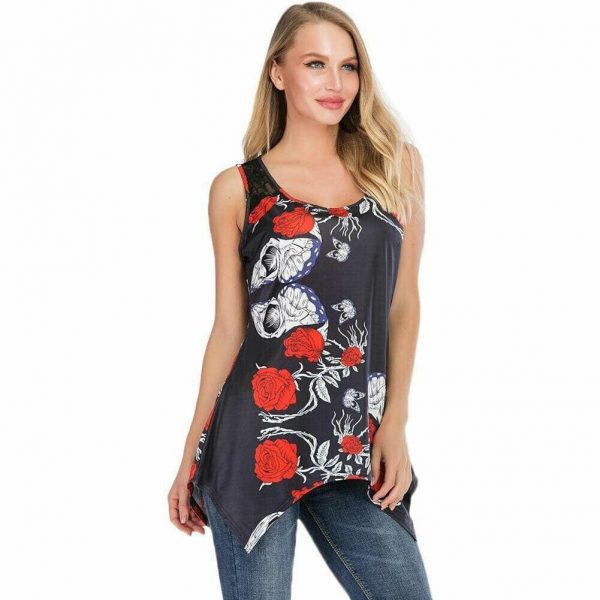 The Best Women Crew Neck Tops Shirt Fashion Ladies Loose Tunic Casual Blouse Vest Summer Beach Holiday Tank Top Plus Size Online - Takalr