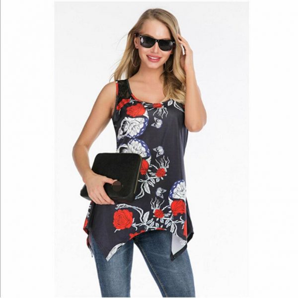 The Best Women Crew Neck Tops Shirt Fashion Ladies Loose Tunic Casual Blouse Vest Summer Beach Holiday Tank Top Plus Size Online - Takalr