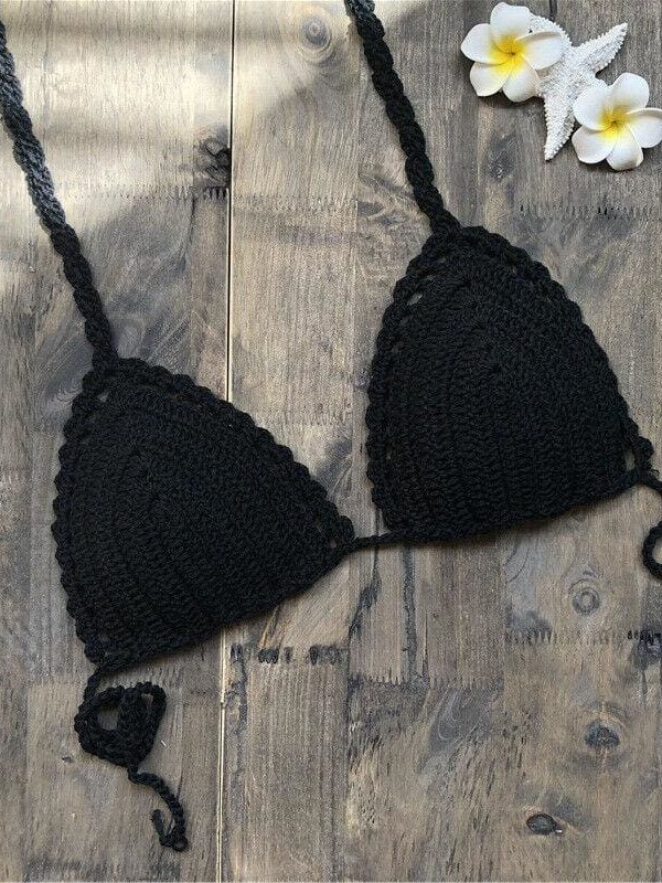 The Best Women Crochet Bralette Knit Bra Boho Beach Woven Bikini Halter Cami Crop Top Holiday Tank Beachwear Online - Takalr