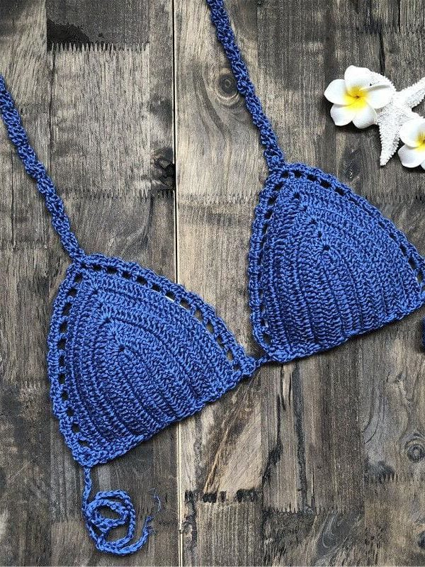 The Best Women Crochet Bralette Knit Bra Boho Beach Woven Bikini Halter Cami Crop Top Holiday Tank Beachwear Online - Takalr