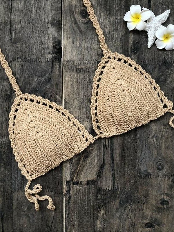 The Best Women Crochet Bralette Knit Bra Boho Beach Woven Bikini Halter Cami Crop Top Holiday Tank Beachwear Online - Takalr