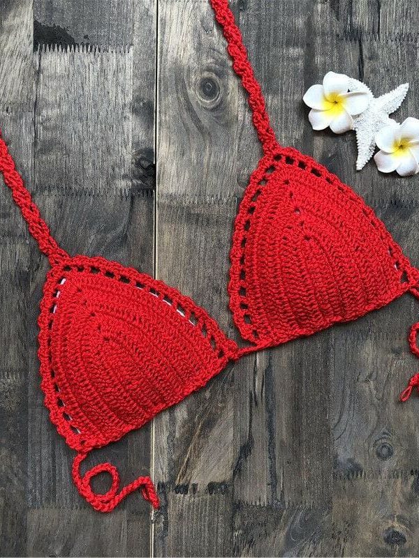 The Best Women Crochet Bralette Knit Bra Boho Beach Woven Bikini Halter Cami Crop Top Holiday Tank Beachwear Online - Takalr