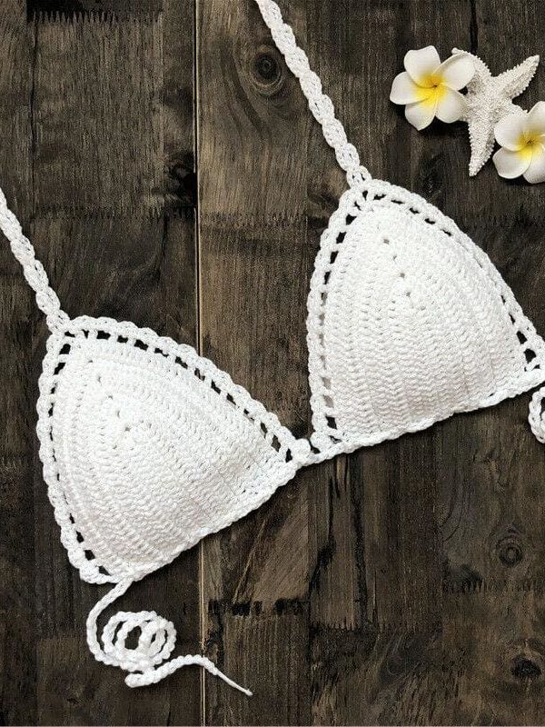 The Best Women Crochet Bralette Knit Bra Boho Beach Woven Bikini Halter Cami Crop Top Holiday Tank Beachwear Online - Takalr