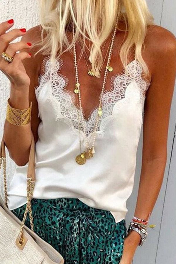 The Best Women Deep V-neck Casual Vest Top Ladies Summer Beach Tank Tops Cami Soft Tops Online - Takalr