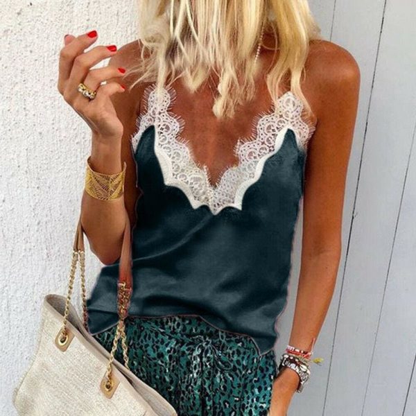 The Best Women Deep V-neck Casual Vest Top Ladies Summer Beach Tank Tops Cami Soft Tops Online - Takalr