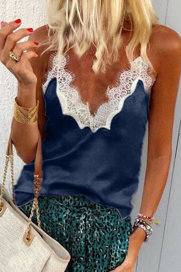 The Best Women Deep V-neck Casual Vest Top Ladies Summer Beach Tank Tops Cami Soft Tops Online - Takalr