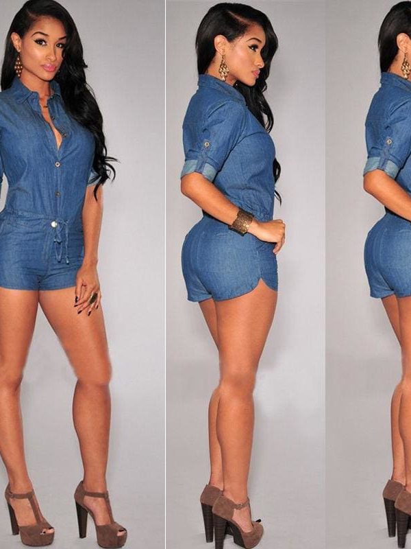 The Best Women Denim Jumpsuit Romper Fashion Ladies Jeans Playsuit Autumn Casual Short Slim Bodycon Overall Online - Takalr