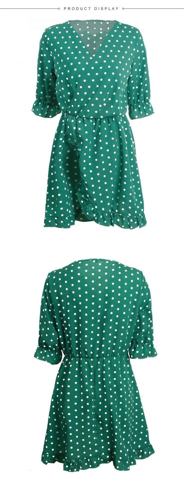 The Best Women Dress Ruffles Print Polka Dot Female Half Sleeve Mini Dresses Online - Source Silk