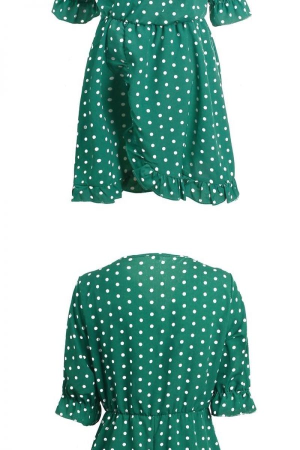 The Best Women Dress Ruffles Print Polka Dot Female Half Sleeve Mini Dresses Online - Source Silk