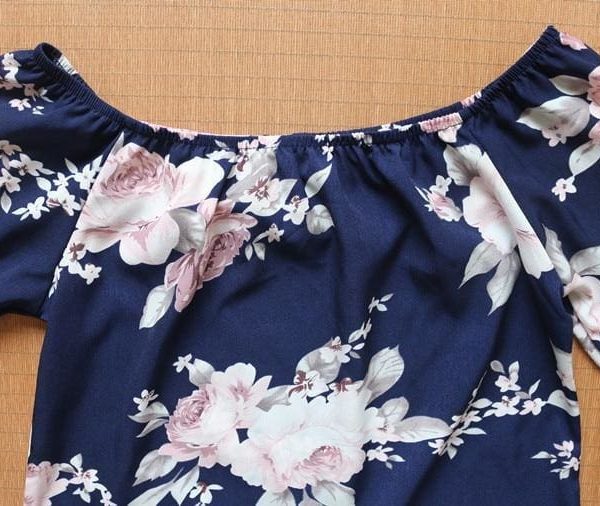 The Best Women Dress  Summer  Off Shoulder Floral Print Chiffon Dress Online - Source Silk