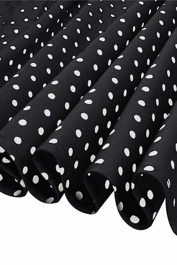 The Best Women Dress Vintage Printed Dot A-Line O-Neck Bow Sashes Online - Source Silk