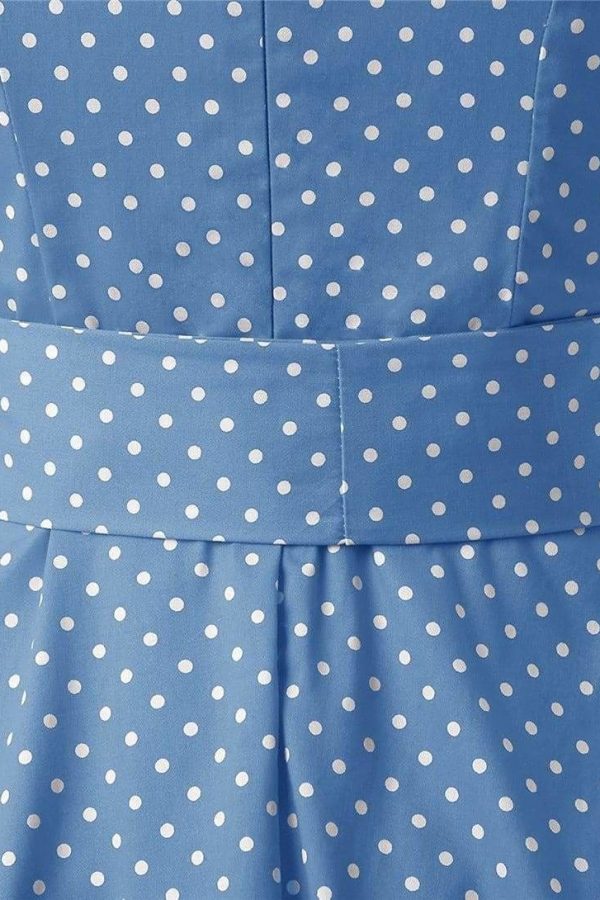 The Best Women Dress Vintage Printed Dot A-Line O-Neck Bow Sashes Online - Source Silk