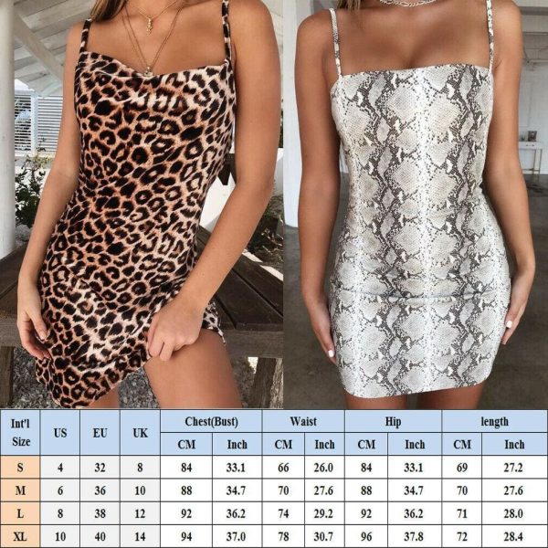 The Best Women Dresses Spaghetti Strap Stretchy Package Hip Bodycon Leopard Dress Evening Party Short Mini Dress Women Clothes Online - Takalr