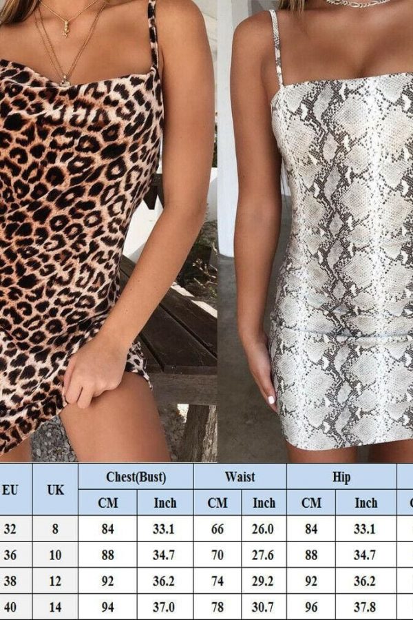 The Best Women Dresses Spaghetti Strap Stretchy Package Hip Bodycon Leopard Dress Evening Party Short Mini Dress Women Clothes Online - Takalr