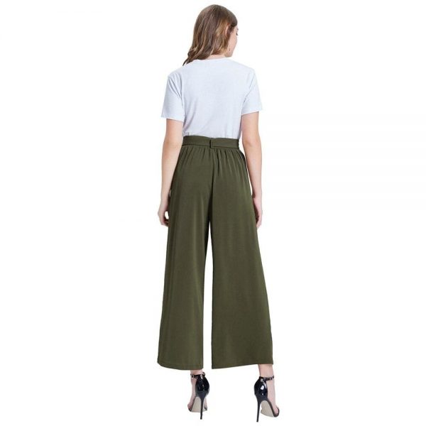 The Best Women Elastic High Waist Casual Belt Trousers  Straight Leg Long Pants Online - Takalr