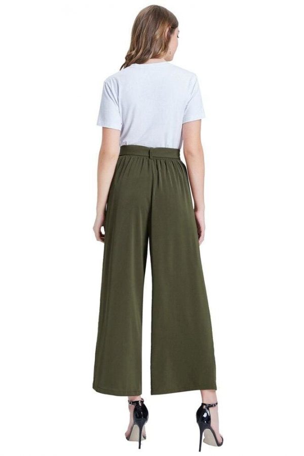 The Best Women Elastic High Waist Casual Belt Trousers  Straight Leg Long Pants Online - Takalr