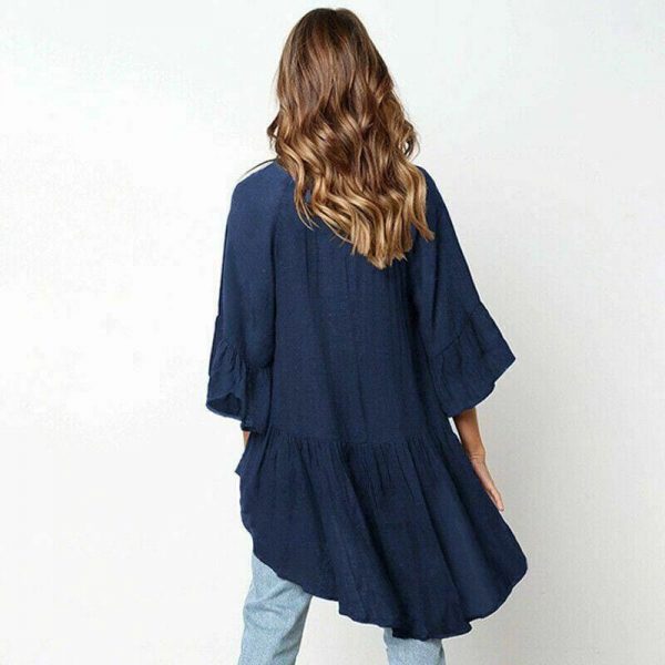 The Best Women Elegant Irregular Crew Neck Blouse Autumn Casual Long Sleeve Tunic Tops Ladies Blouse Pullover Shirt Plus Size Online - Takalr