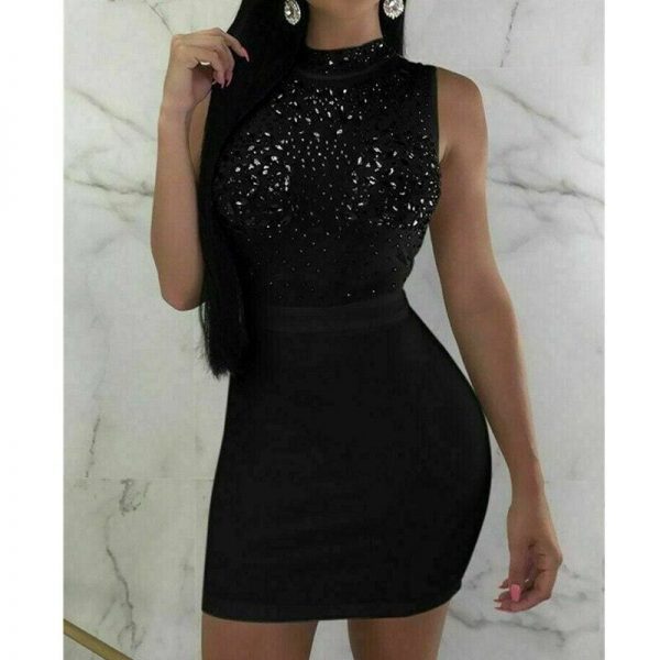 The Best Women Evening Party Dress Bandage Bodycon Sleeveless Clubwear Ladies Summer Short Slim Fit Mini vestidos Dress Sundress Online - Takalr