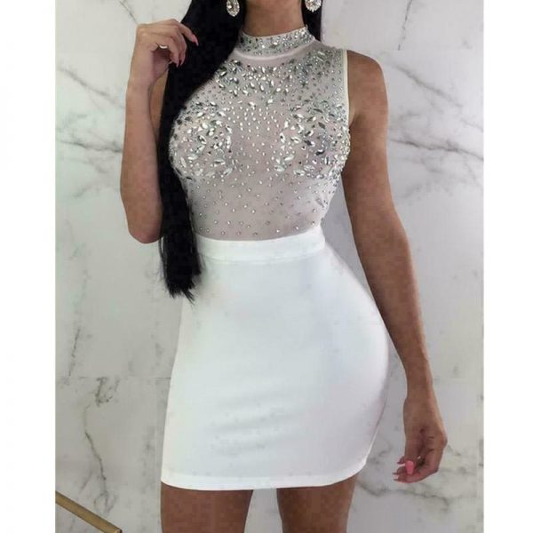 The Best Women Evening Party Dress Bandage Bodycon Sleeveless Clubwear Ladies Summer Short Slim Fit Mini vestidos Dress Sundress Online - Takalr