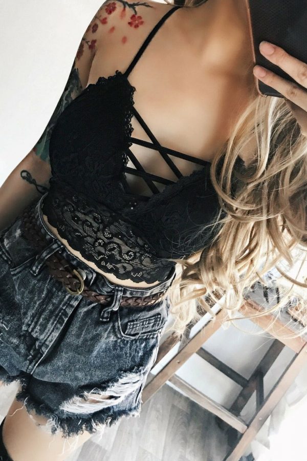 The Best Women Fashion Casual Lace Padded Bra Crop Tops Summer Strappy Bustier Bralette Corset Vest Slim Camisole Online - Takalr