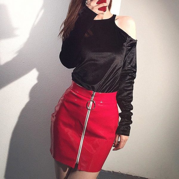 The Best Women Fashion High Waist Zip Faux Leather Short Pencil Bodycon Slim Mini Skirt New Solid Casual Skirt Online - Takalr