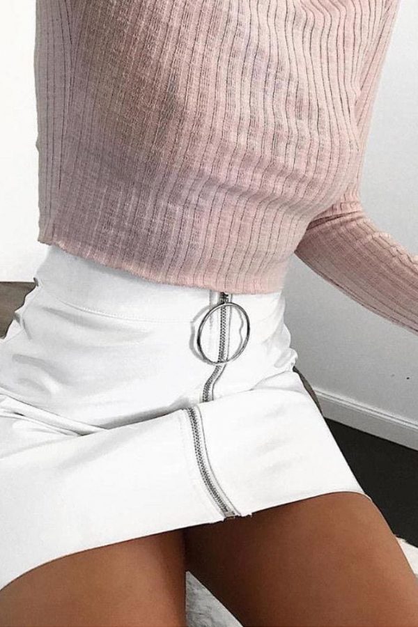 The Best Women Fashion High Waist Zip Faux Leather Short Pencil Bodycon Slim Mini Skirt New Solid Casual Skirt Online - Takalr