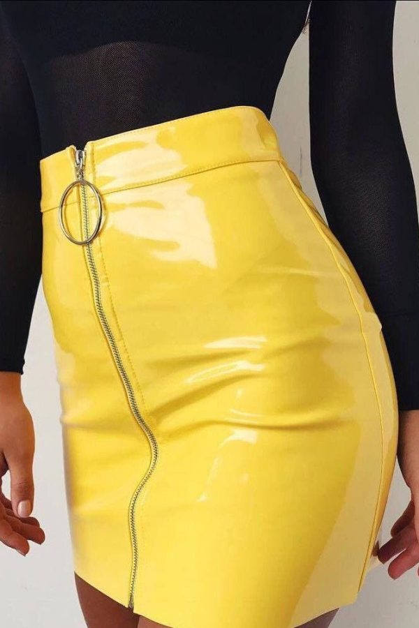 The Best Women Fashion High Waist Zip Faux Leather Short Pencil Bodycon Slim Mini Skirt New Solid Casual Skirt Online - Takalr