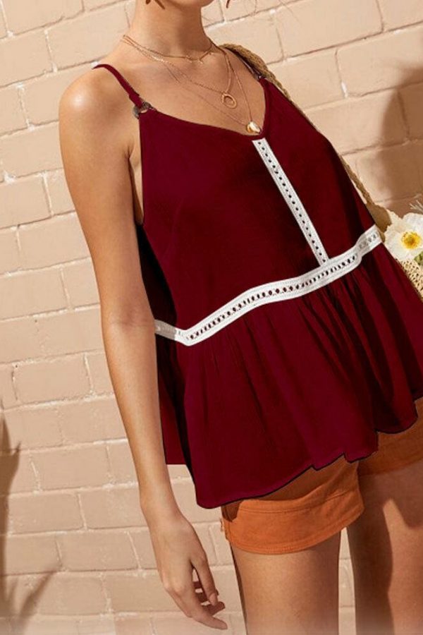 The Best Women Fashion Ladies Camisole Strappy Vest Top Summer Beach Sleeveless V-Neck Casual Loose Blouse Tank Shirt Lace Online - Takalr