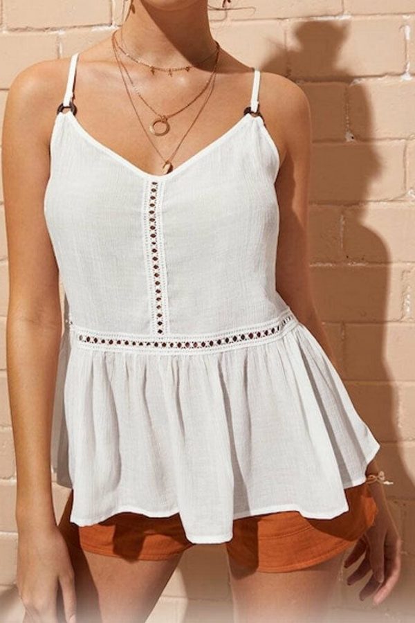 The Best Women Fashion Ladies Camisole Strappy Vest Top Summer Beach Sleeveless V-Neck Casual Loose Blouse Tank Shirt Lace Online - Takalr