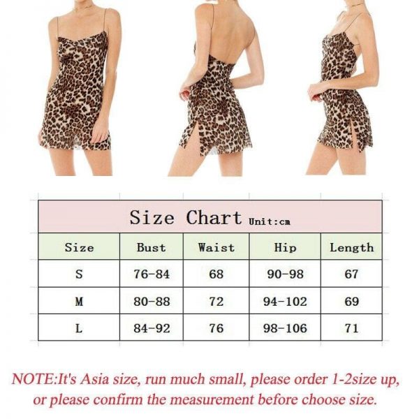 The Best Women Fashion Leopard Print Slip Dress Summer Holiday Beach Bodycon Party Strappy Backless Mini Dresses Sundress Online - Takalr