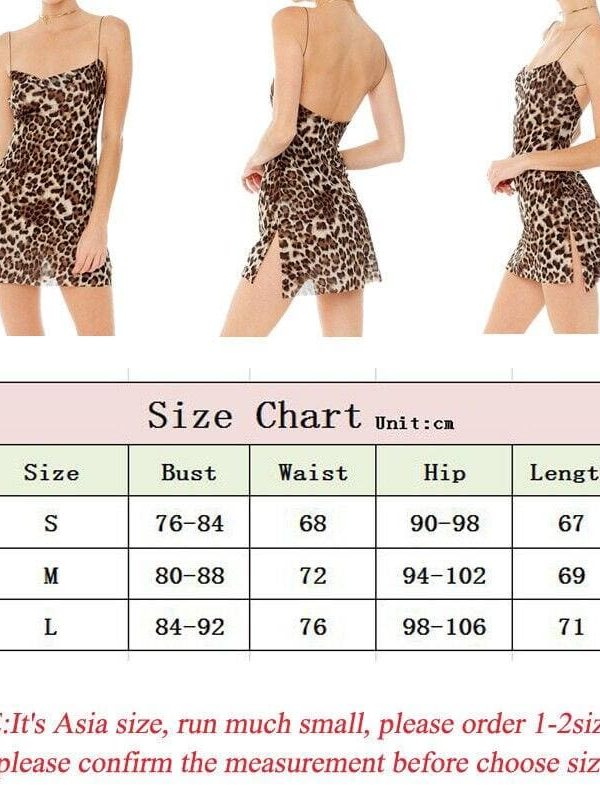 The Best Women Fashion Leopard Print Slip Dress Summer Holiday Beach Bodycon Party Strappy Backless Mini Dresses Sundress Online - Takalr