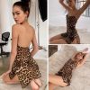 The Best Women Fashion Leopard Print Slip Dress Summer Holiday Beach Bodycon Party Strappy Backless Mini Dresses Sundress Online - Takalr