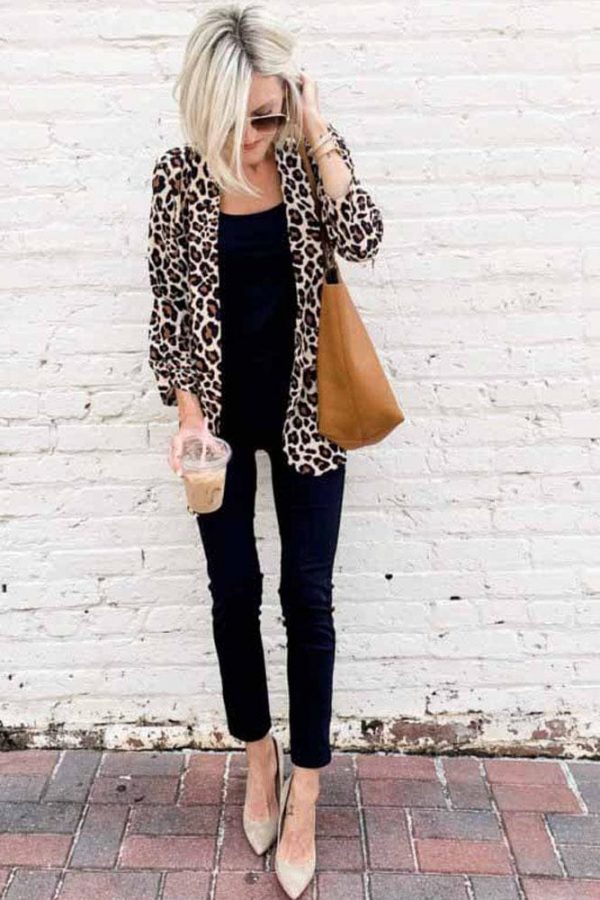 The Best Women Fashion OL Blazer Suit Ladies Long Sleeves Leopard Cardigan Slim Fit Casual Jacket Coat Outwear Streetwear Online - Takalr