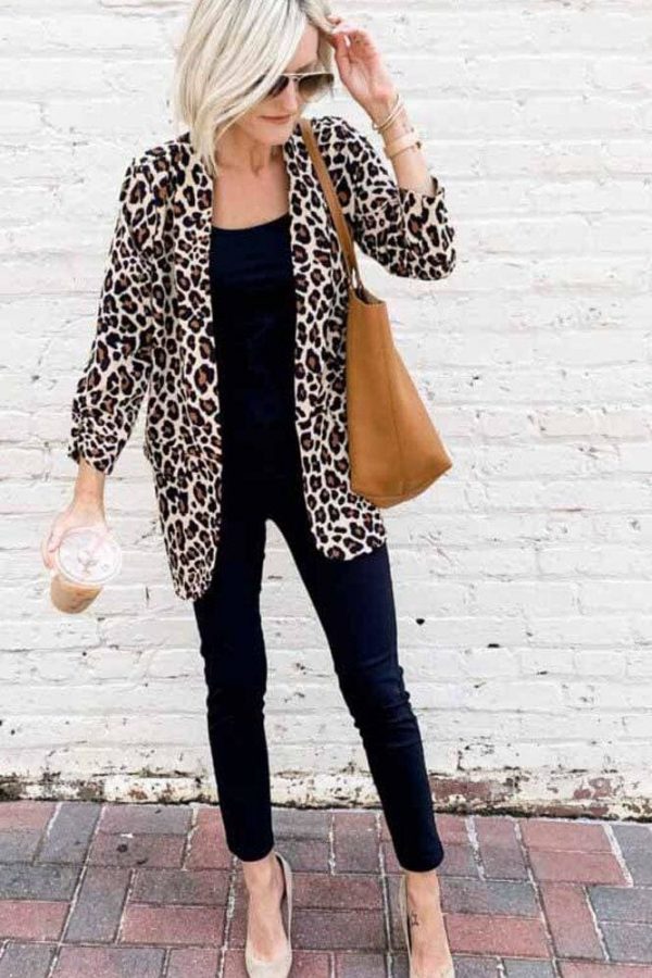 The Best Women Fashion OL Blazer Suit Ladies Long Sleeves Leopard Cardigan Slim Fit Casual Jacket Coat Outwear Streetwear Online - Takalr