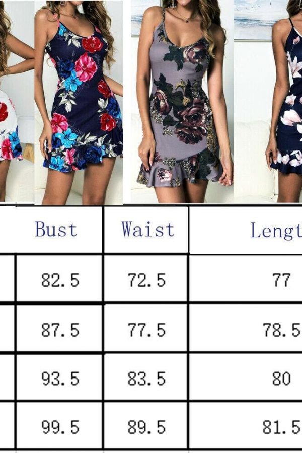 The Best Women Floral Boho Strappy Sleeveless Stretchy Package Hip Bodycon Dress Summer Holiday Beach Mini Short Dress Online - Takalr