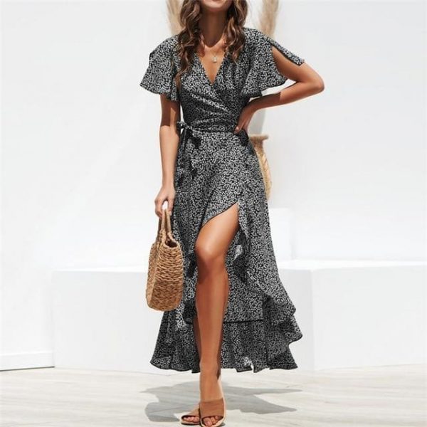 The Best Women Floral Print Boho Long Chiffon Dress Online - Source Silk