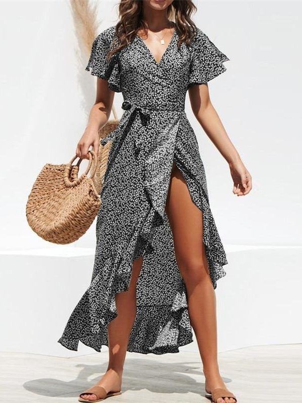 The Best Women Floral Print Boho Long Chiffon Dress Online - Source Silk