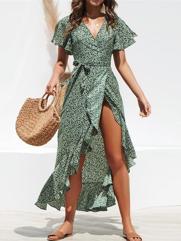 The Best Women Floral Print Boho Long Chiffon Dress Online - Source Silk