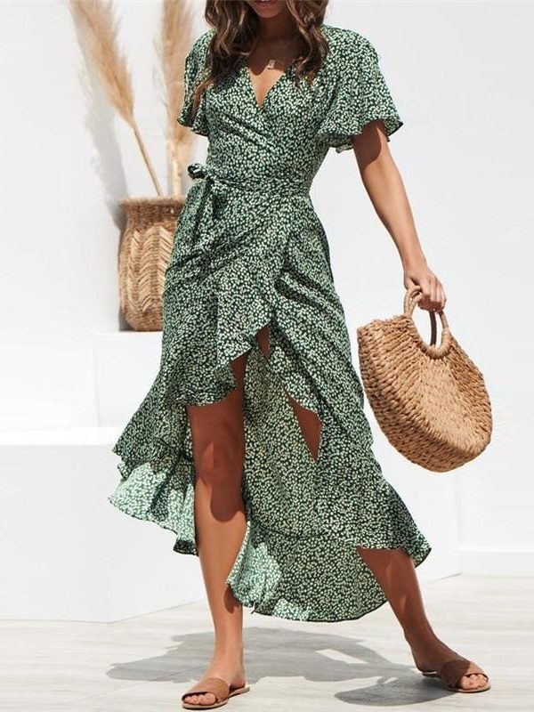 The Best Women Floral Print Boho Long Chiffon Dress Online - Source Silk