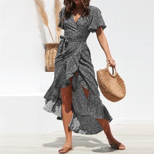 The Best Women Floral Print Boho Long Chiffon Dress Online - Source Silk