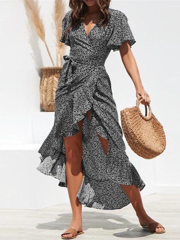 The Best Women Floral Print Boho Long Chiffon Dress Online - Source Silk