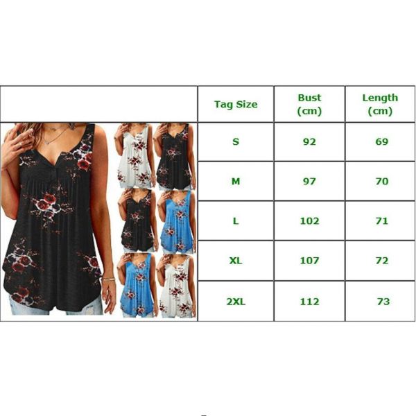 The Best Women Floral Print Vest Shirt Ladies Loose Summer Sleeveless Tank Tops Blouse Casual Loose Tops Shirt Tee Cami Online - Takalr